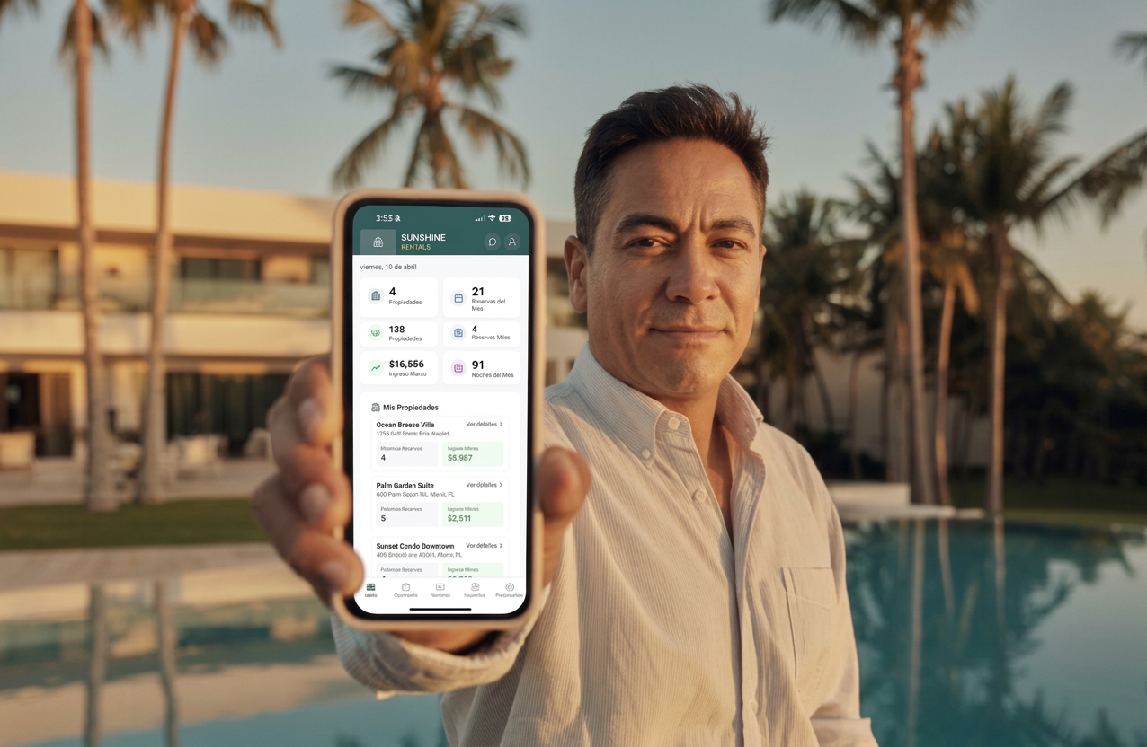 Owner reviewing Renness Host owner portal on mobile